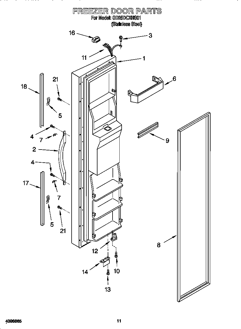 Whirlpool GD25DCXHS01 freezer door diagram