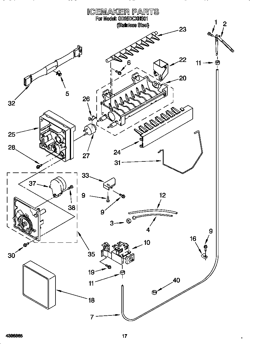 Whirlpool GD25DCXHS01 icemaker diagram