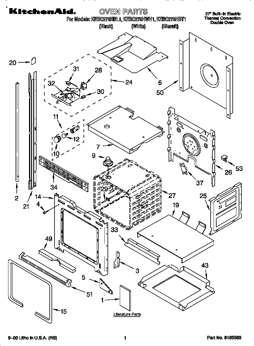 KitchenAid KEBC278HBT1 oven diagram