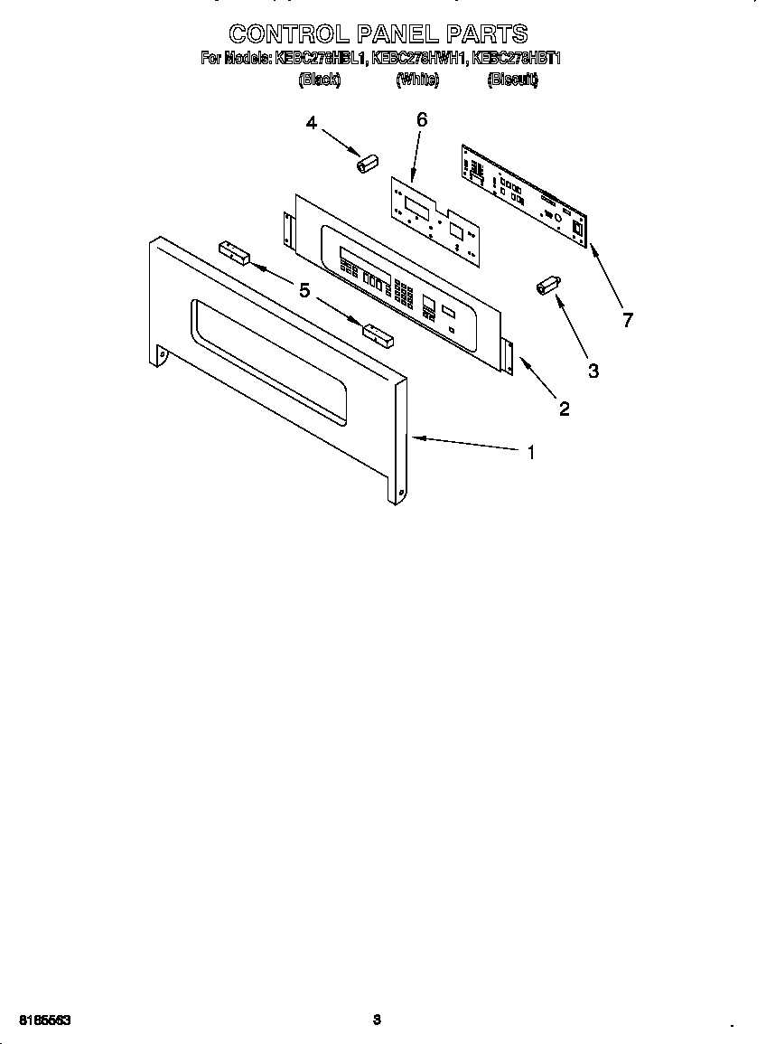 KitchenAid KEBC278HBT1 control panel diagram