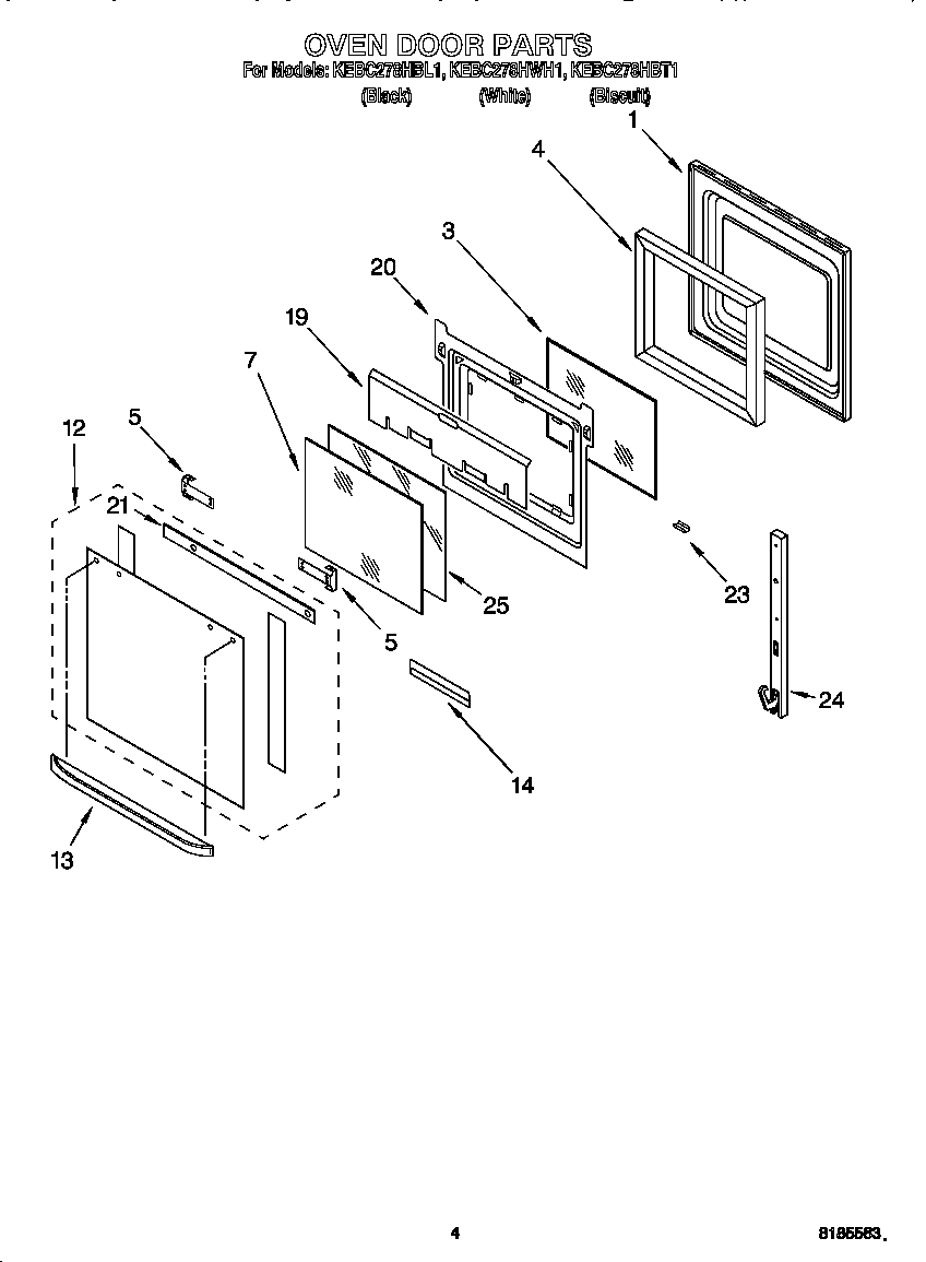 KitchenAid KEBC278HBT1 oven door diagram