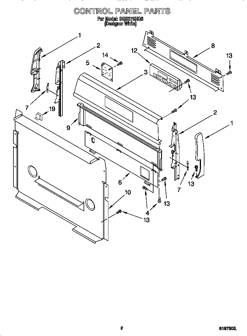 Whirlpool SGS375HQ6 control panel diagram