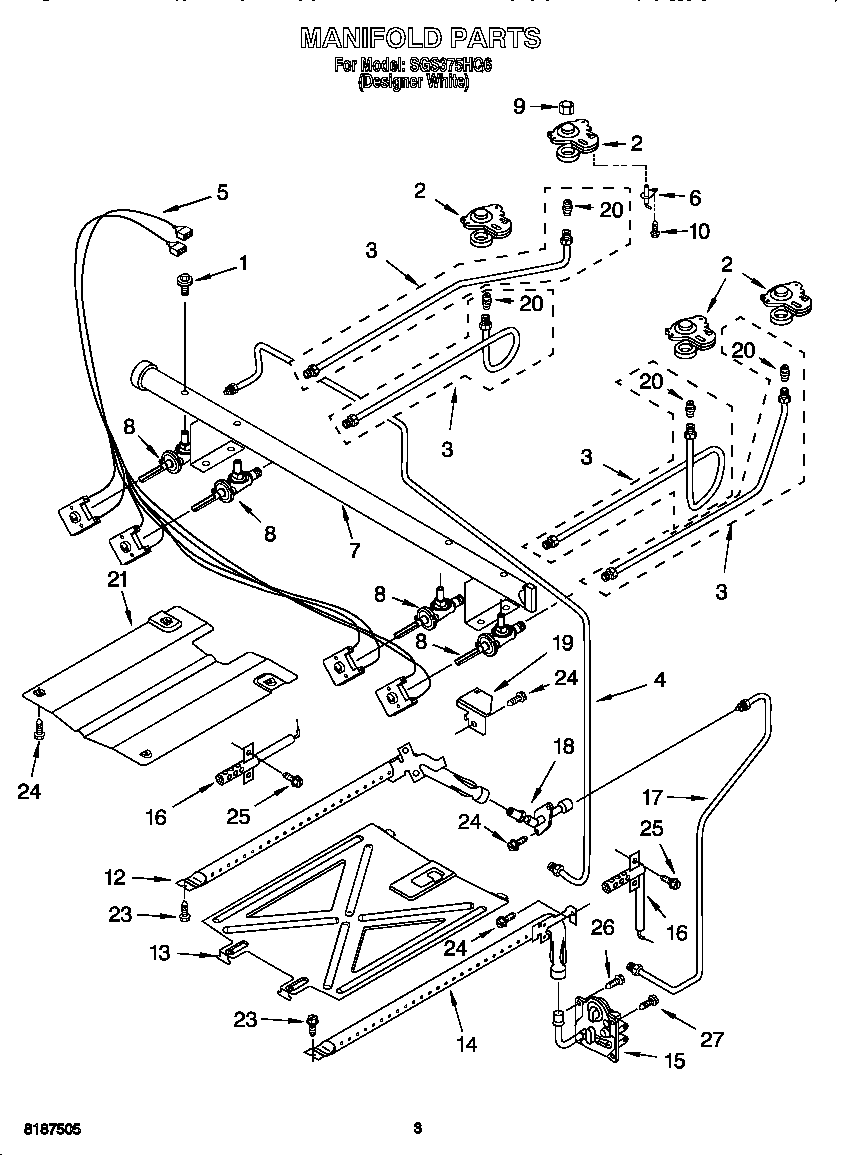 Whirlpool SGS375HQ6 manifold diagram