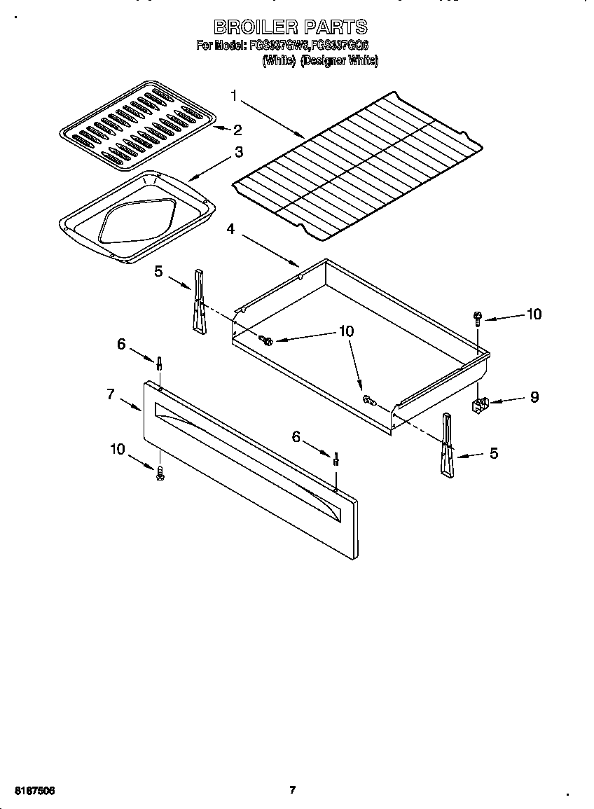 Roper FGS337GQ6 broiler diagram