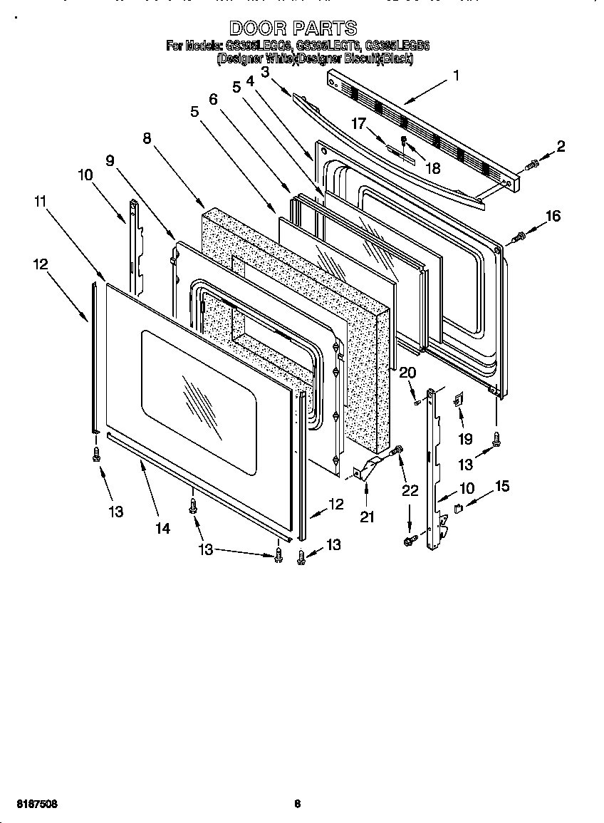 Whirlpool GS395LEGB6 door diagram
