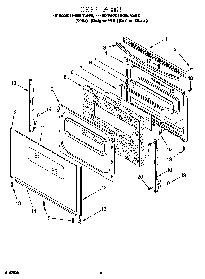 Whirlpool RF366PXGW2 door diagram