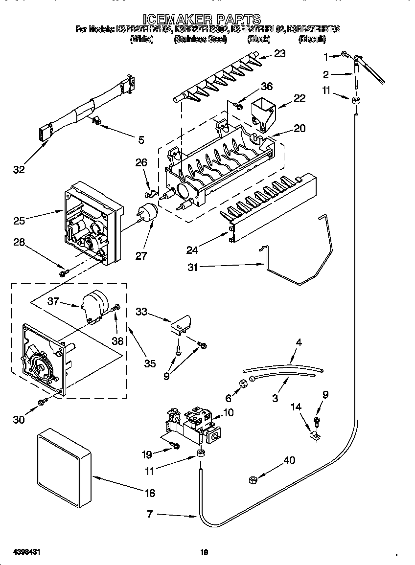 KitchenAid KSRB27FHWH02 icemaker diagram