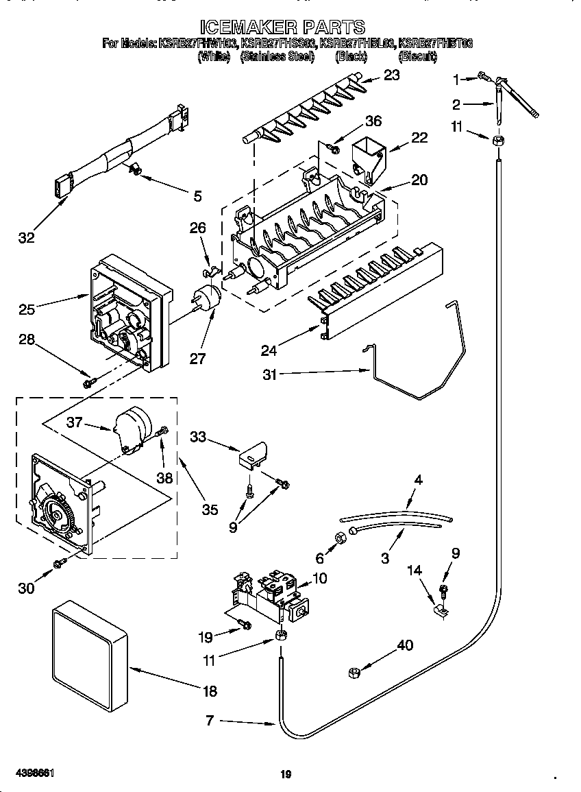 KitchenAid KSRB27FHWH03 icemaker diagram