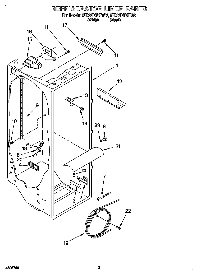 Whirlpool 6ED22DQXFB02 refrigerator liner diagram