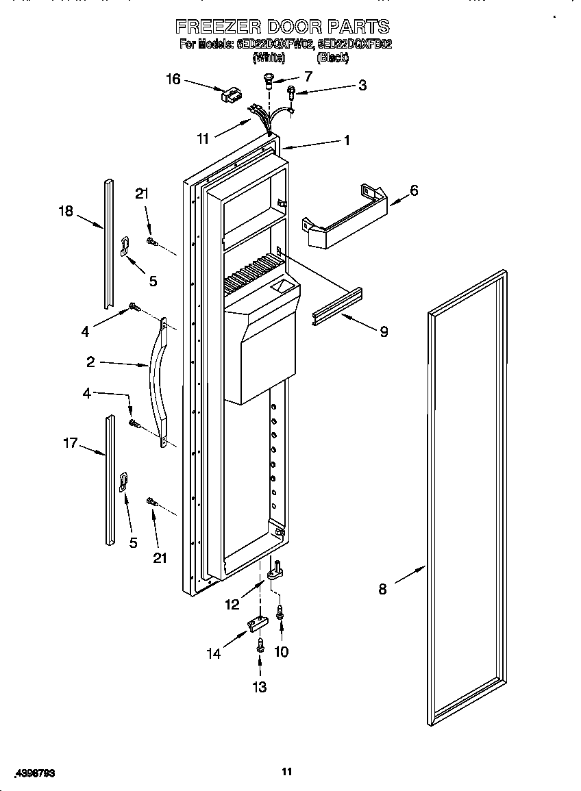Whirlpool 6ED22DQXFB02 freezer door diagram