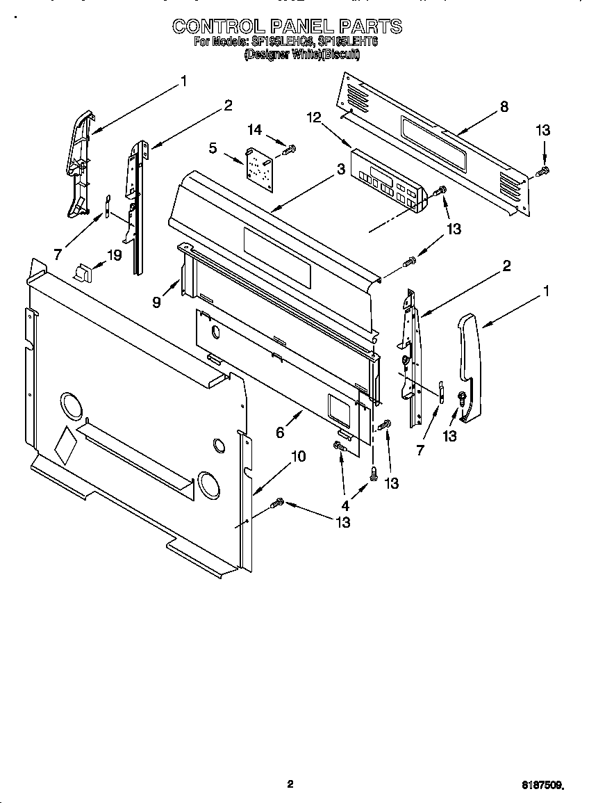 Whirlpool SF195LEHT6 control panel diagram