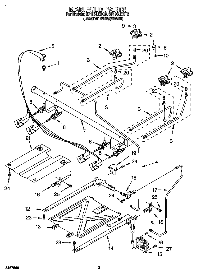 Whirlpool SF195LEHT6 manifold diagram