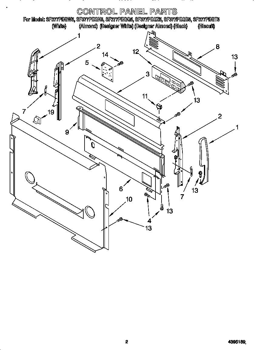 Whirlpool SF377PEGZ5 control panel diagram