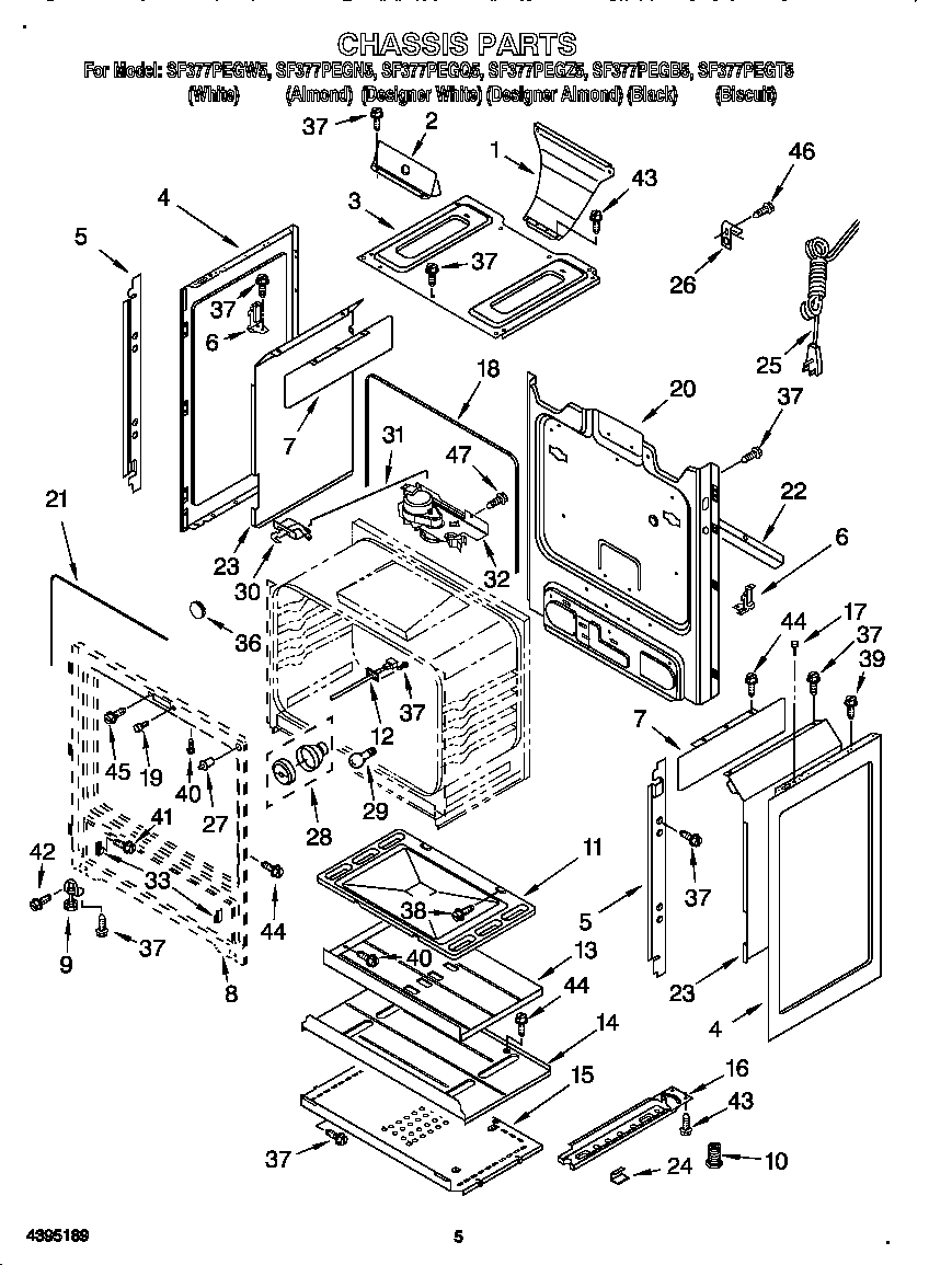 Whirlpool SF377PEGZ5 chassis diagram