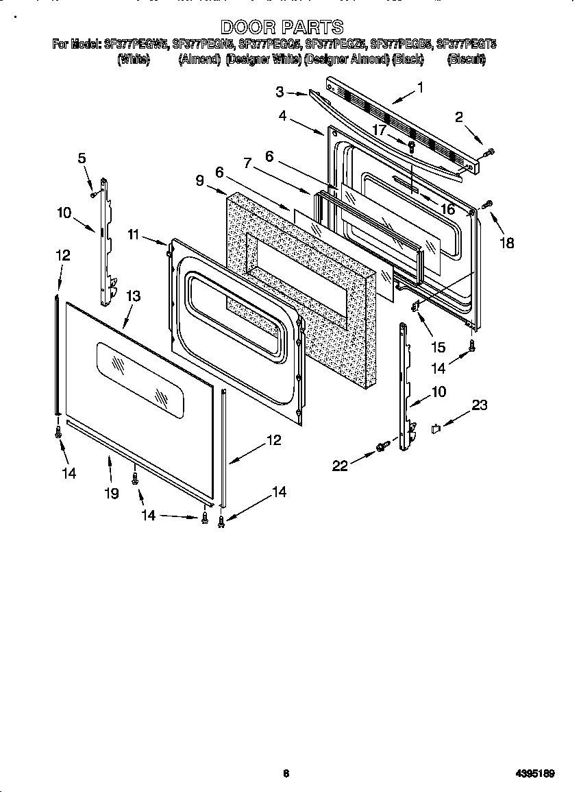 Whirlpool SF377PEGZ5 door diagram