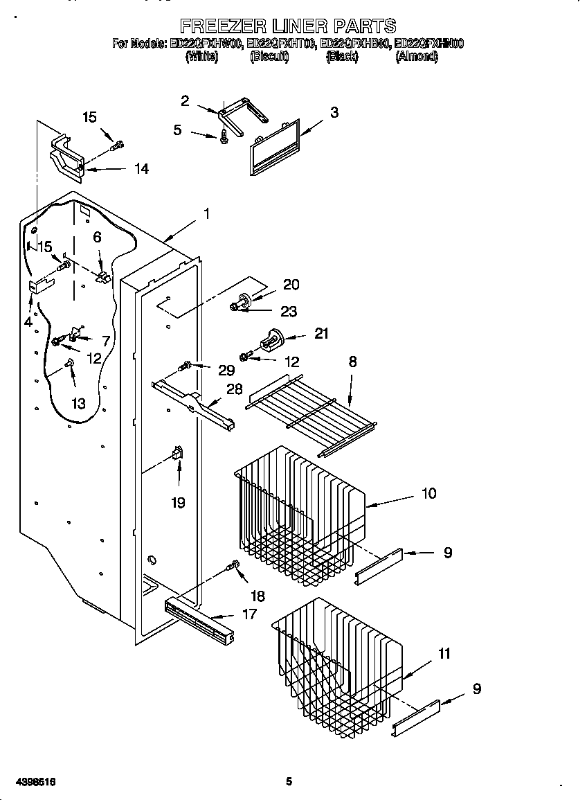 Whirlpool ED22QFXHW00 freezer liner diagram