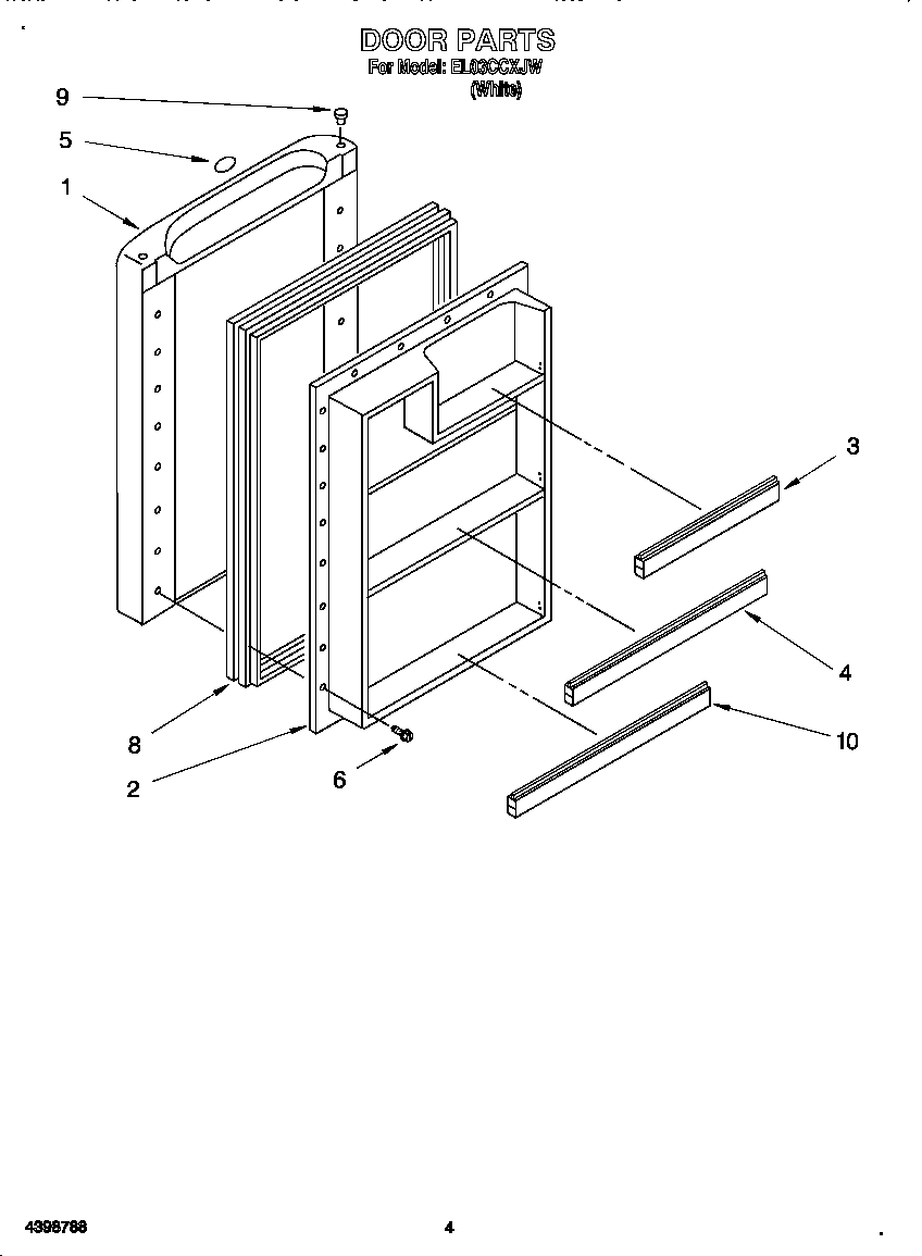 Whirlpool EL03CCXJW door diagram