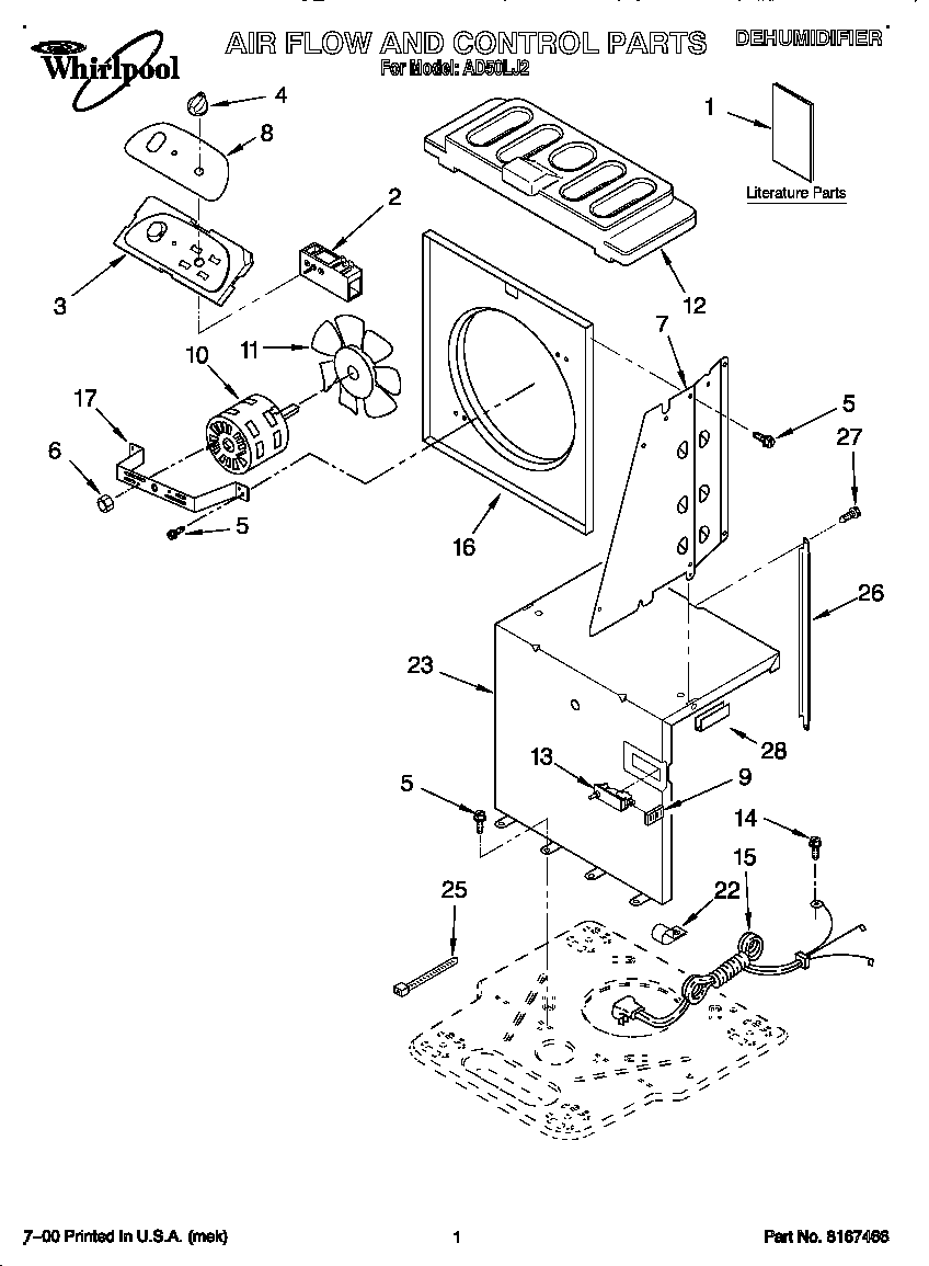Whirlpool AD50LJ2 air flow and control diagram