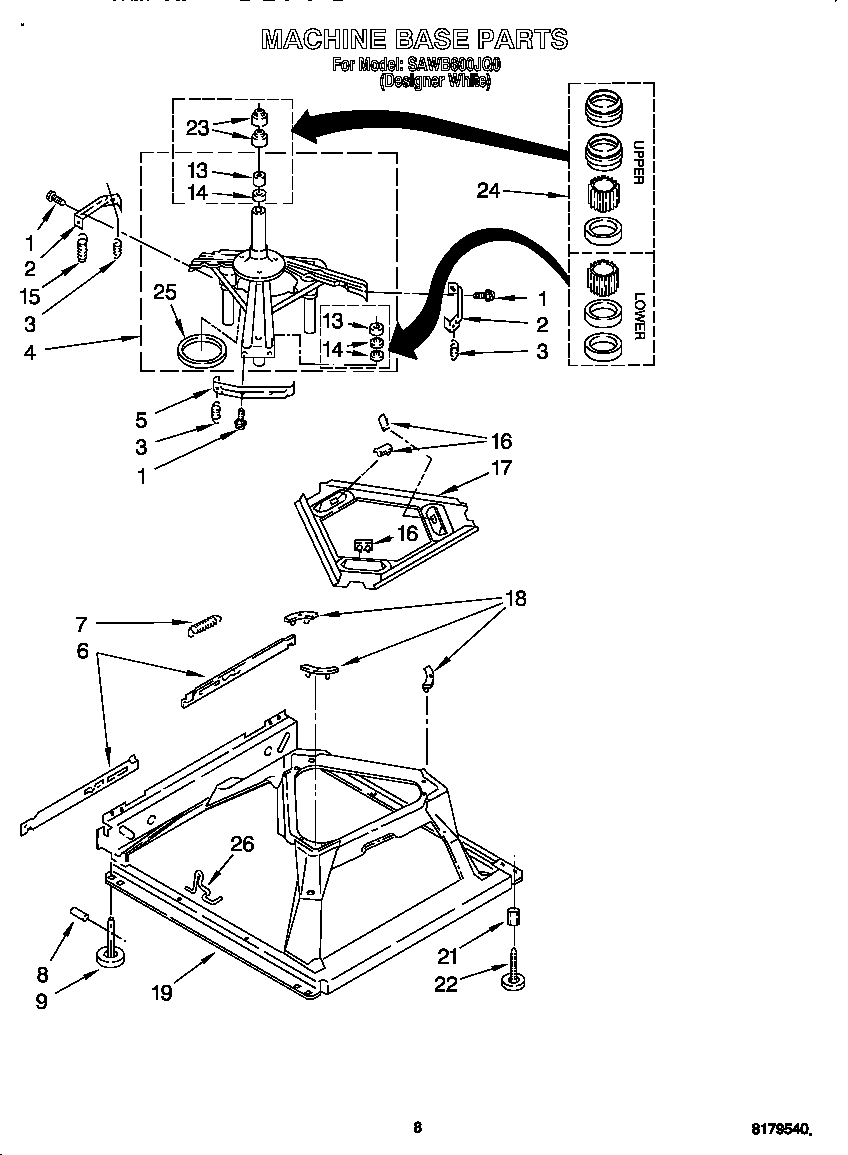 Whirlpool SAWB600JQ0 machine base diagram