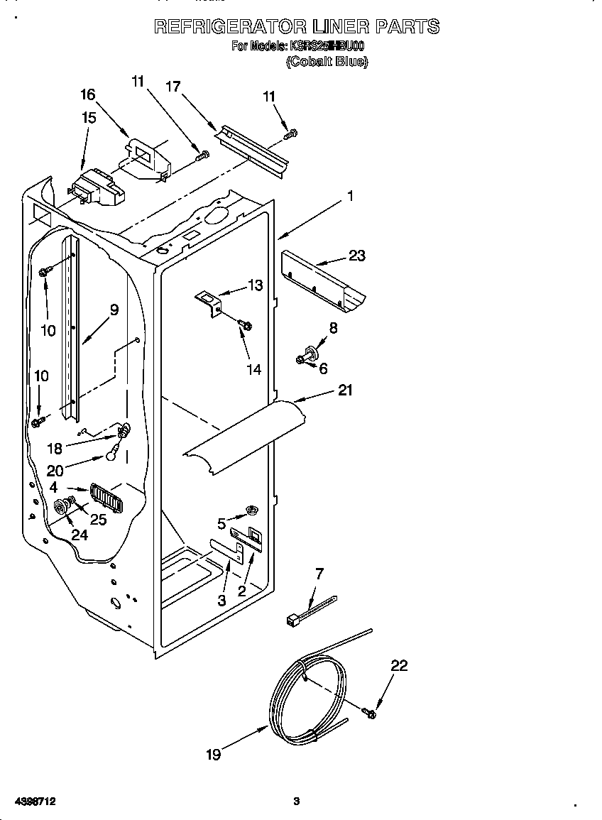 KitchenAid KSRS25IHBU00 refrigerator liner diagram