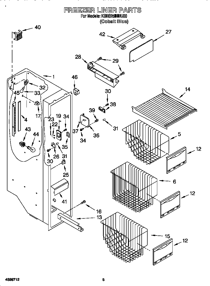 KitchenAid KSRS25IHBU00 freezer liner diagram