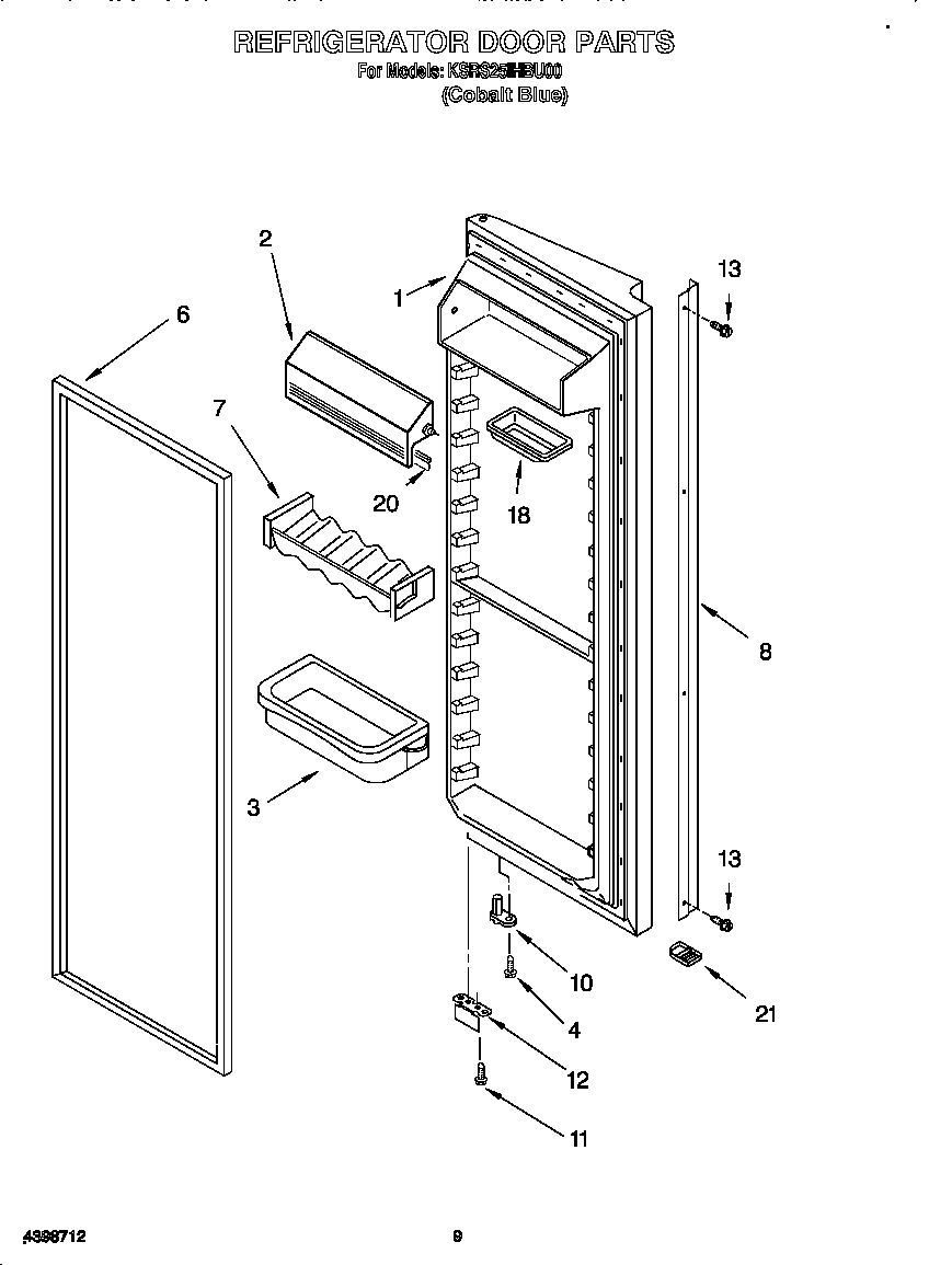 KitchenAid KSRS25IHBU00 refrigerator door diagram