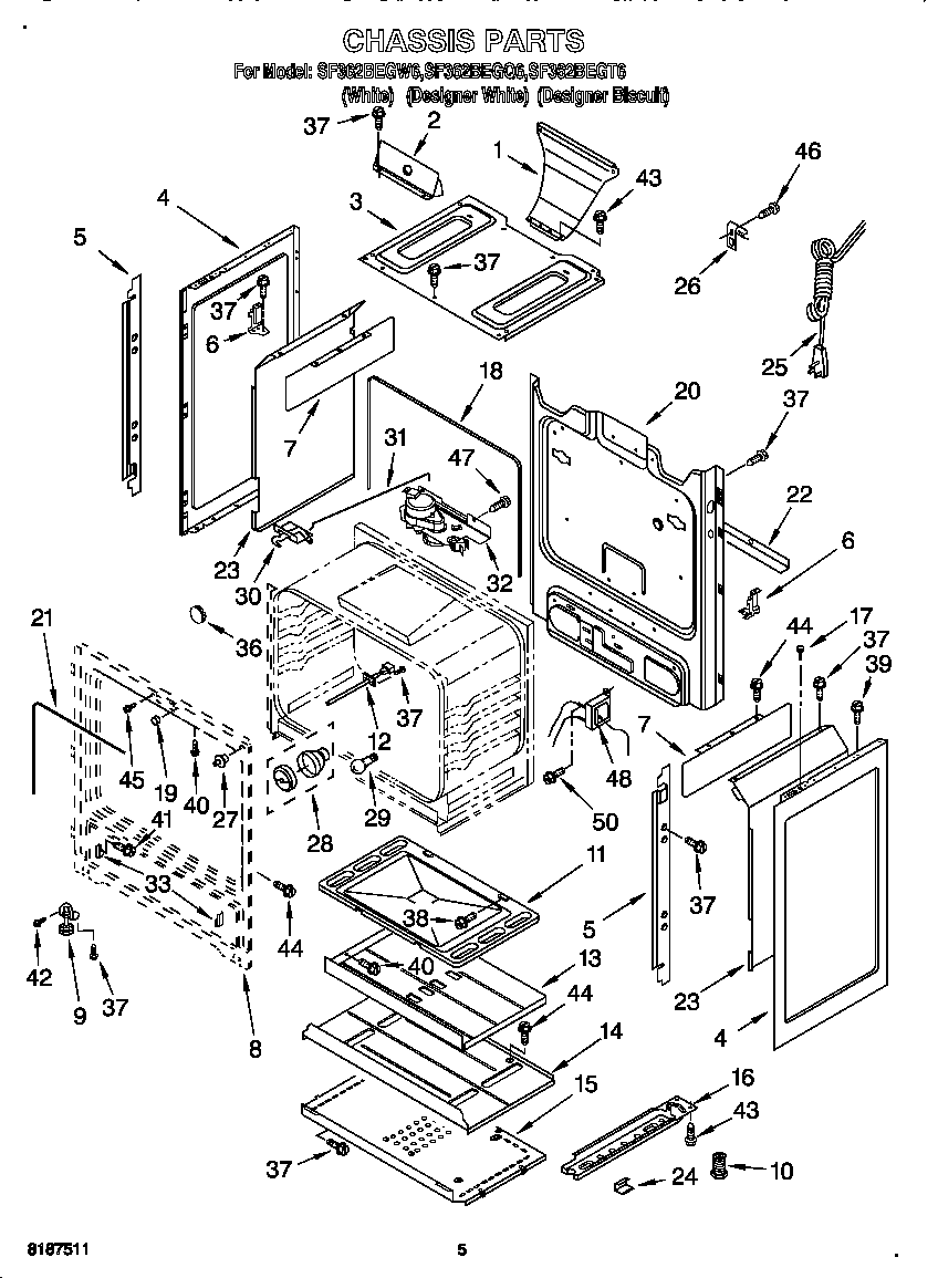 Whirlpool SF362BEGQ6 chassis diagram