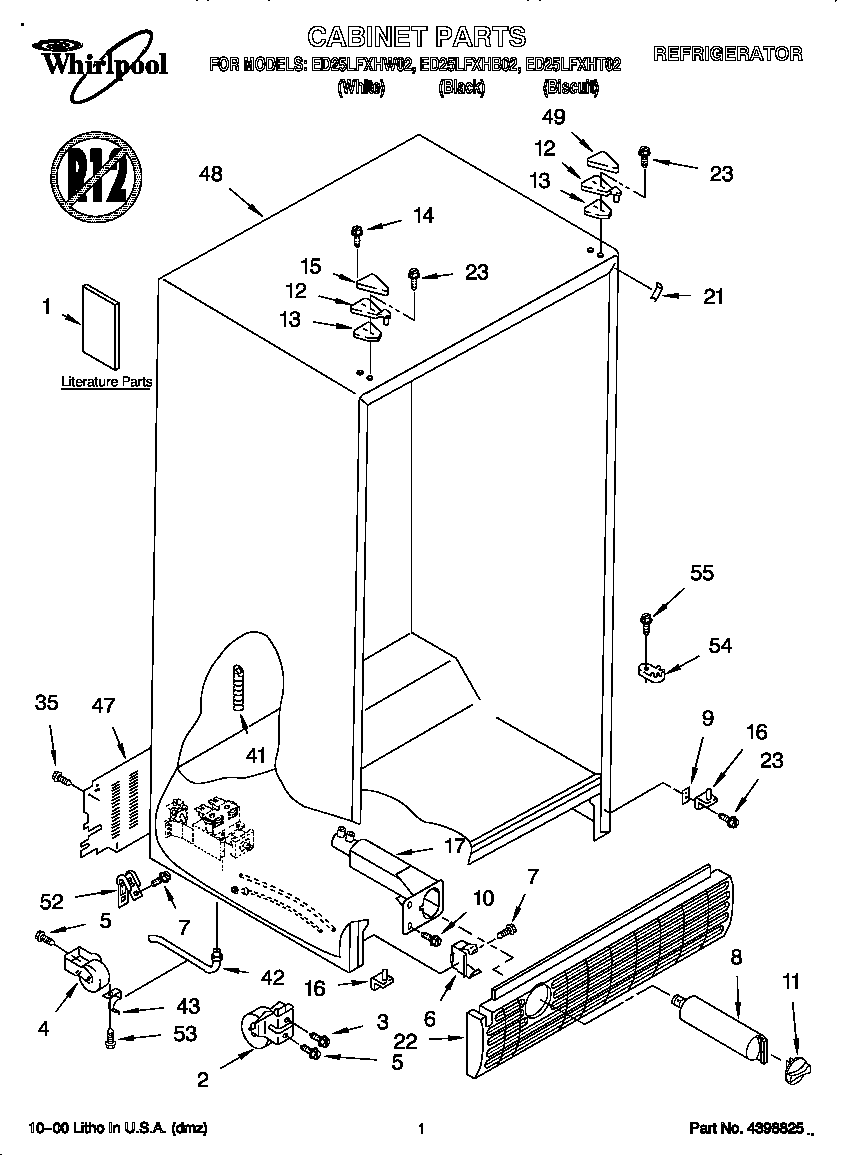 Whirlpool ED25LFXHT02 cabinet diagram