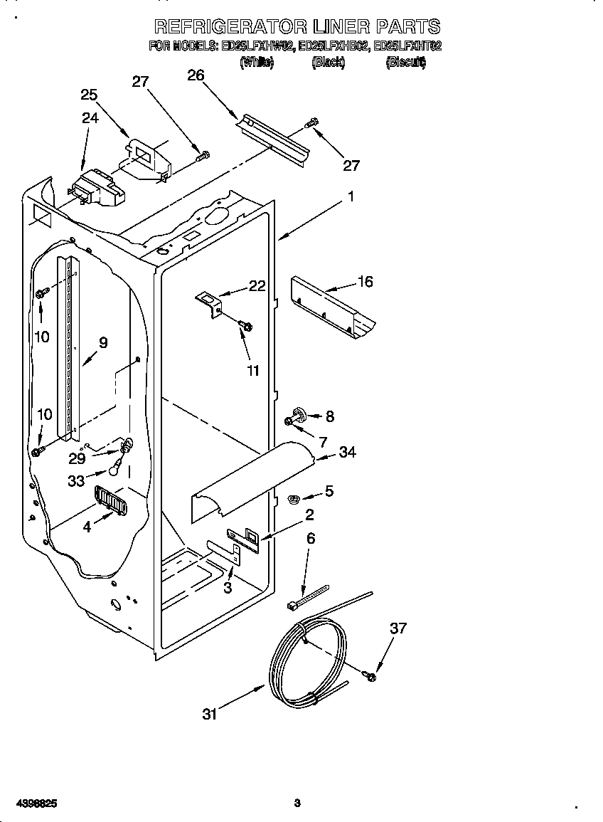 Whirlpool ED25LFXHT02 refrigerator liner diagram