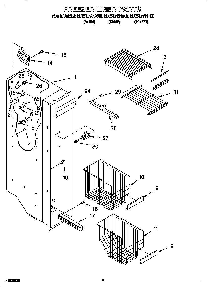 Whirlpool ED25LFXHT02 freezer liner diagram