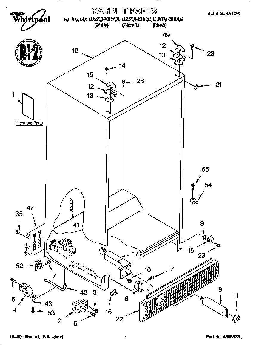 Whirlpool ED27QFXHT02 cabinet diagram