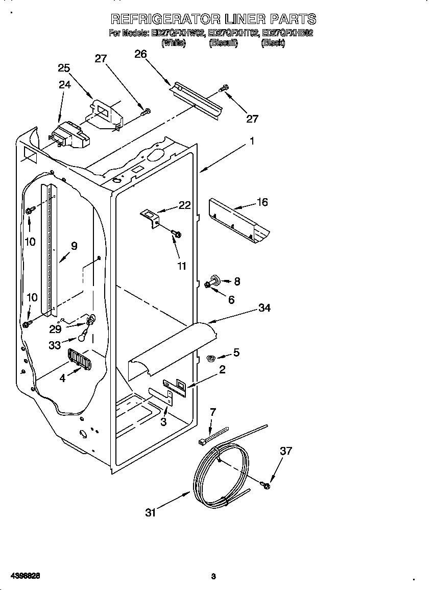 Whirlpool ED27QFXHT02 refrigerator liner diagram