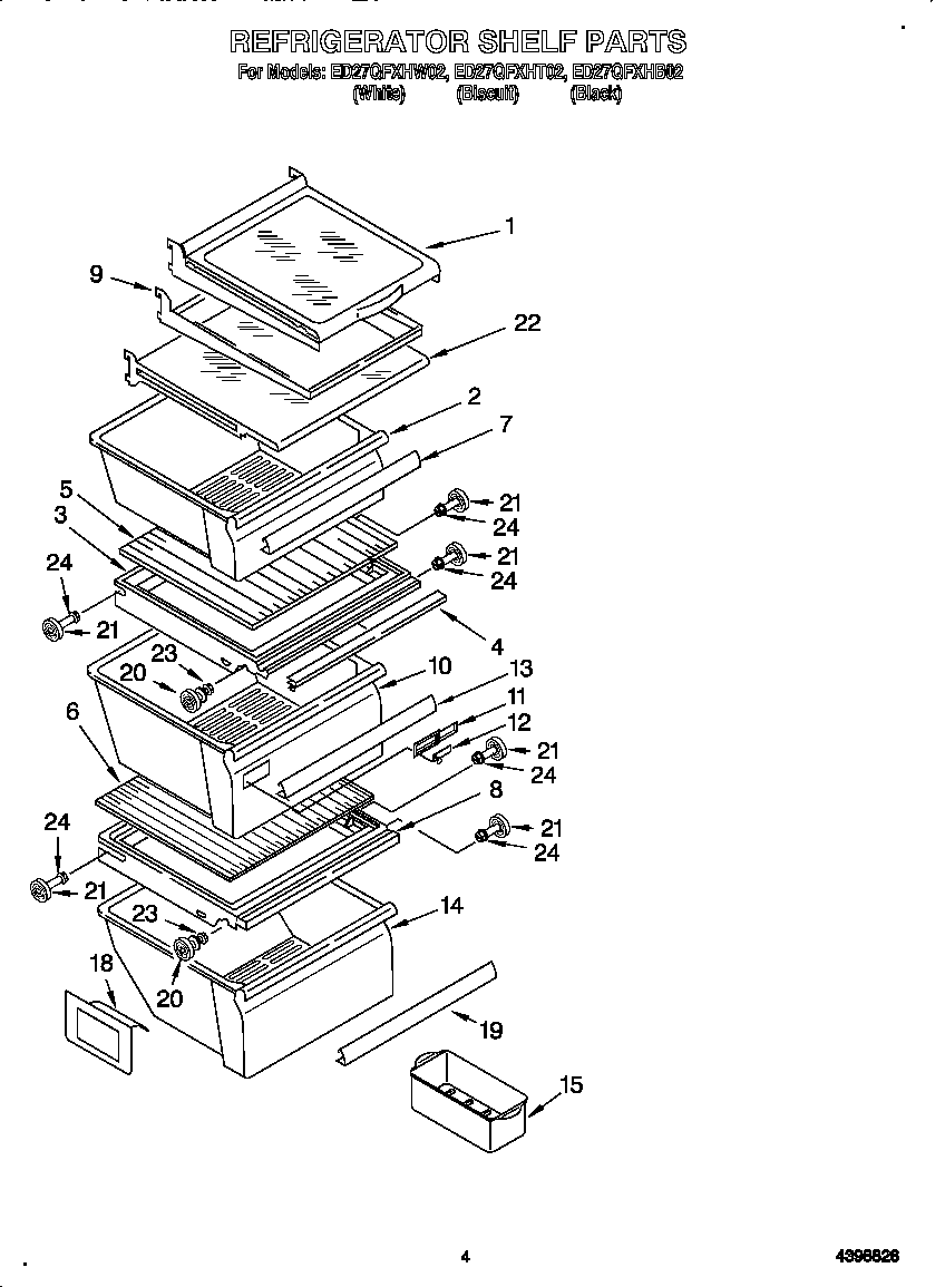 Whirlpool ED27QFXHT02 refrigerator shelf diagram