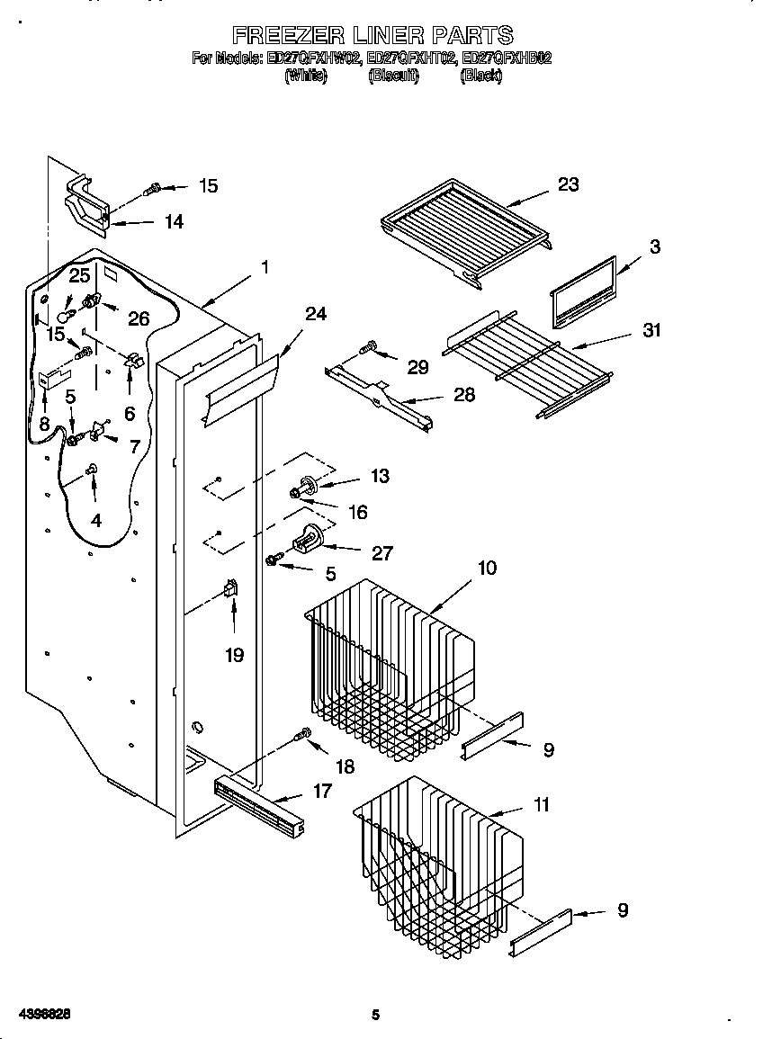 Whirlpool ED27QFXHT02 freezer liner diagram