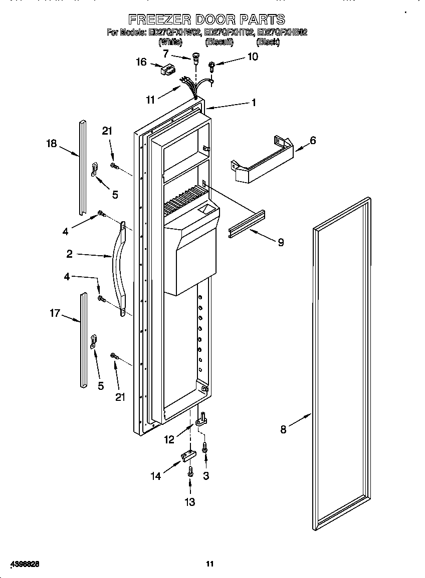 Whirlpool ED27QFXHT02 freezer door diagram
