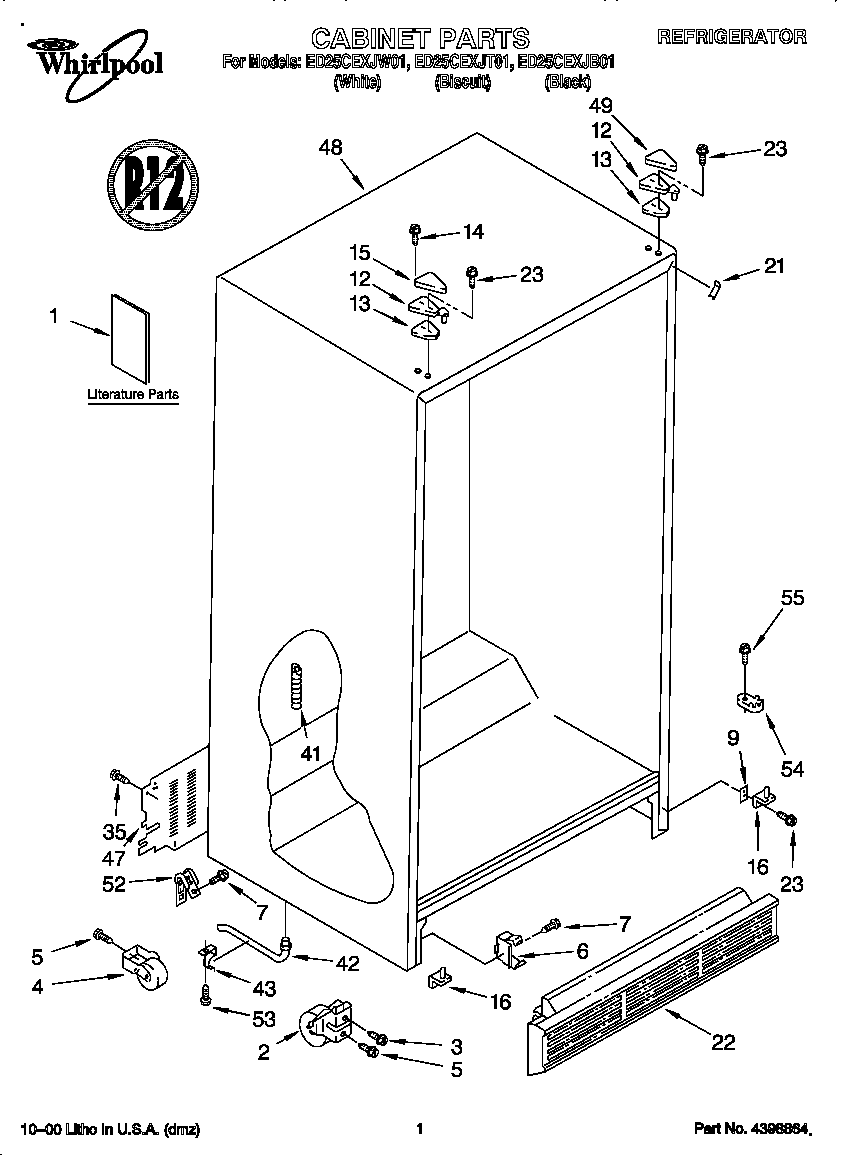 Whirlpool ED25CEXJB01 cabinet diagram