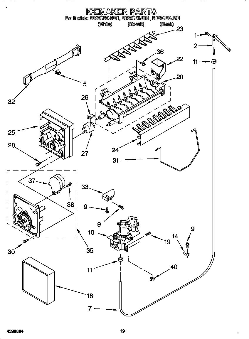 Whirlpool ED25CEXJB01 ice maker diagram