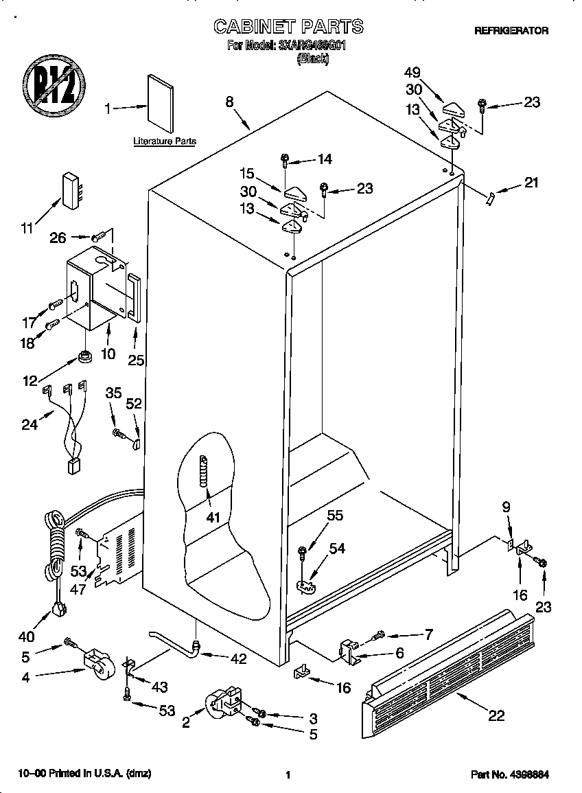 Whirlpool 3XARG488G01 cabinet diagram
