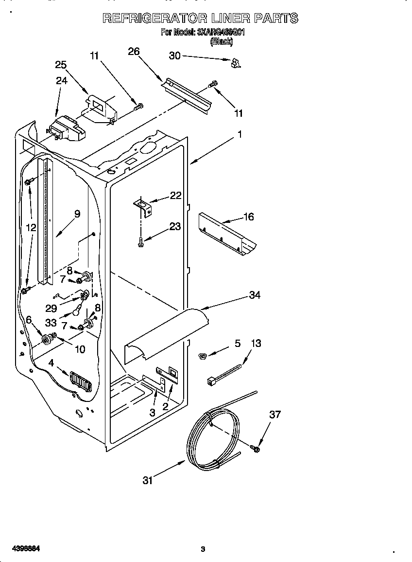 Whirlpool 3XARG488G01 refrigerator liner diagram