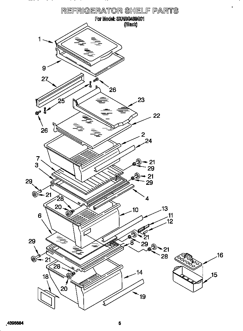 Whirlpool 3XARG488G01 refrigerator shelf diagram