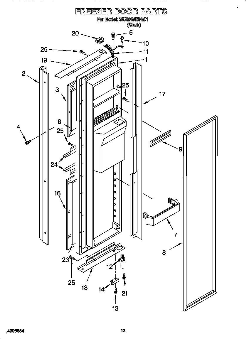 Whirlpool 3XARG488G01 freezer door diagram