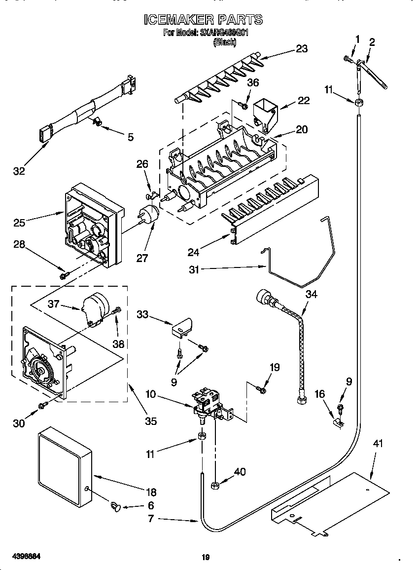 Whirlpool 3XARG488G01 ice maker diagram