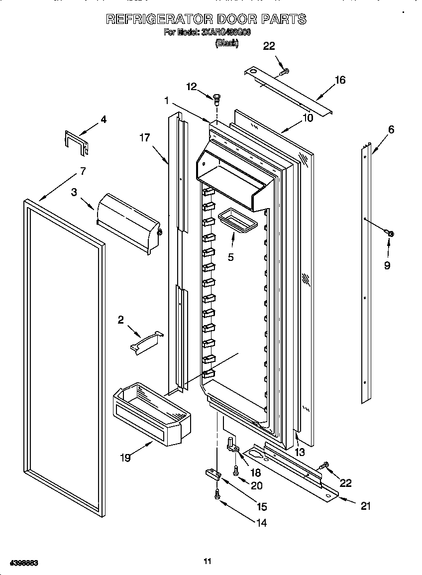 Whirlpool 3XARG488G00 refrigerator door diagram