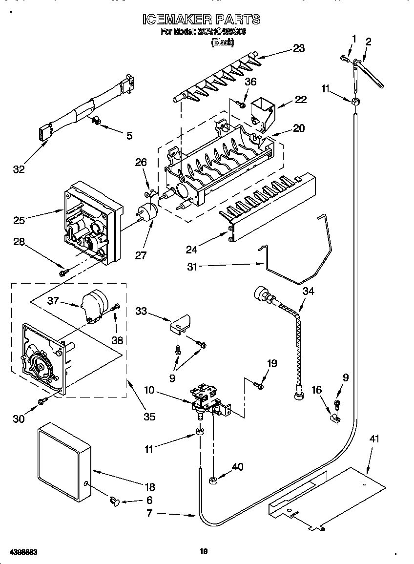 Whirlpool 3XARG488G00 icemaker diagram