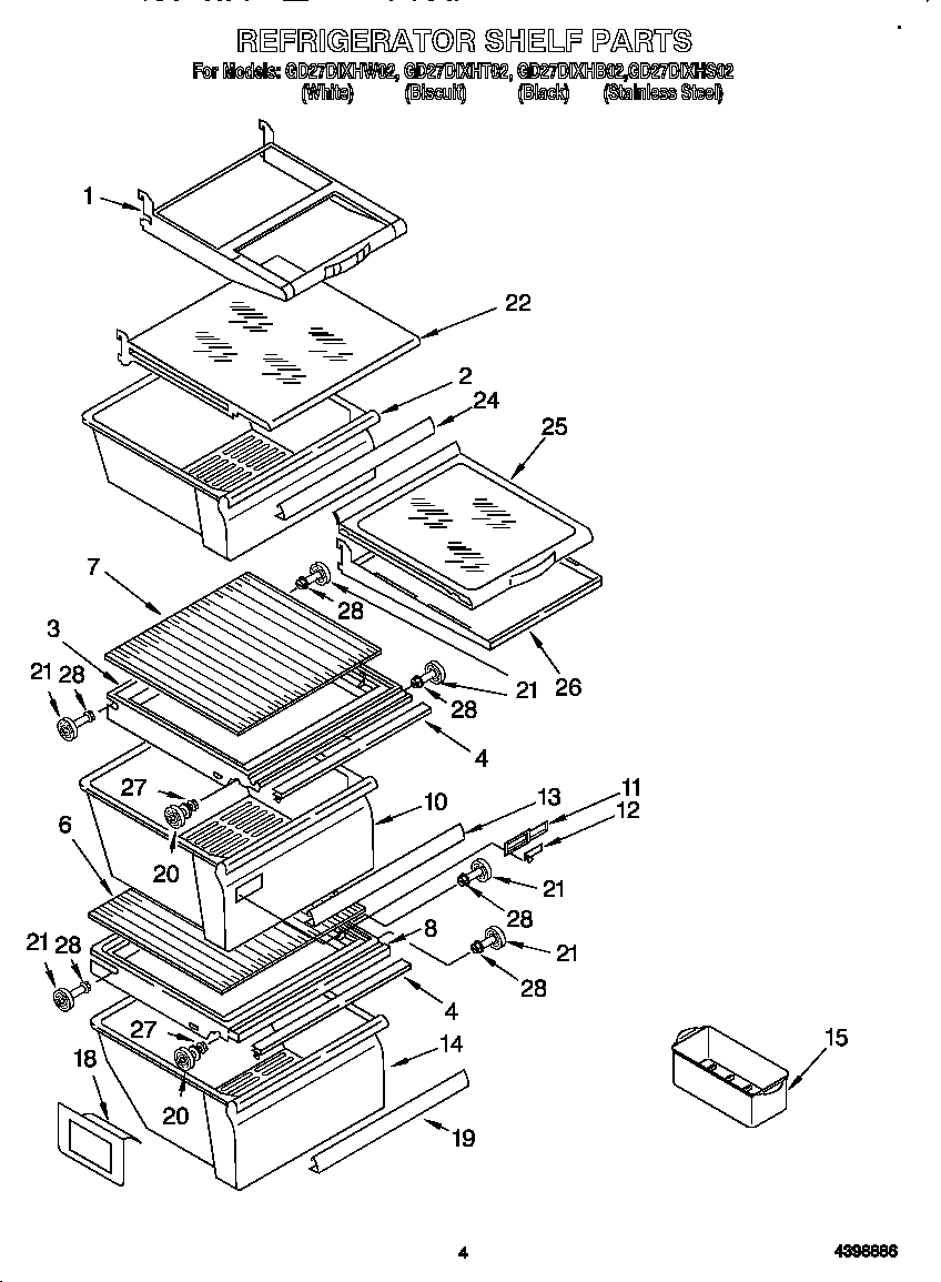 Whirlpool GD27DIXHS02 refrigerator shelf diagram