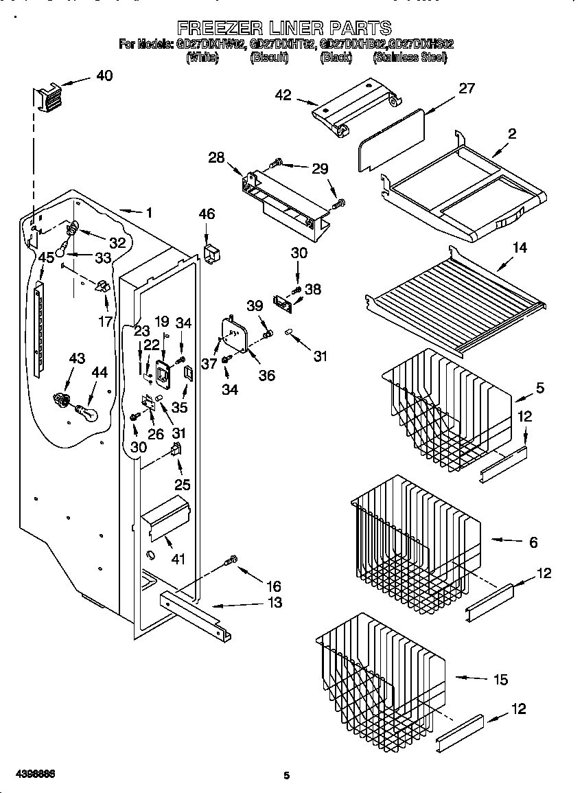 Whirlpool GD27DIXHS02 freezer liner diagram