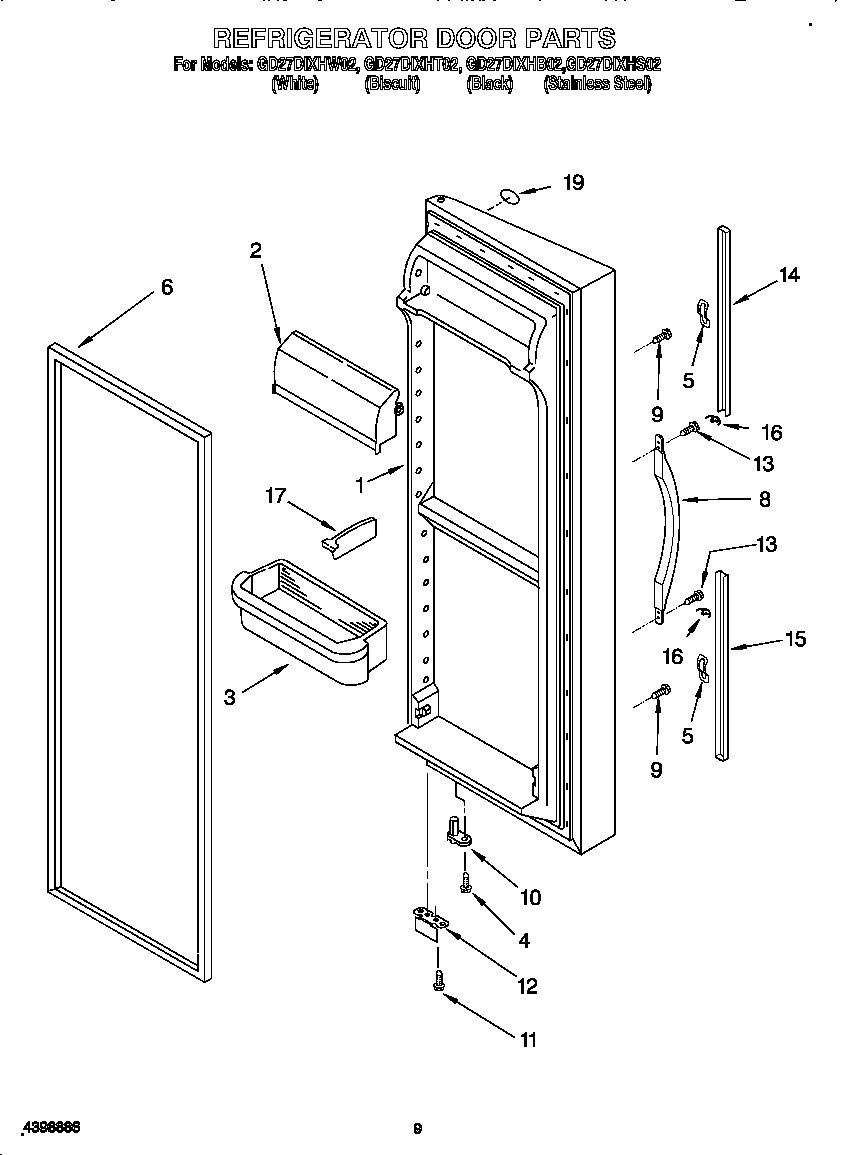Whirlpool GD27DIXHS02 refrigerator door diagram