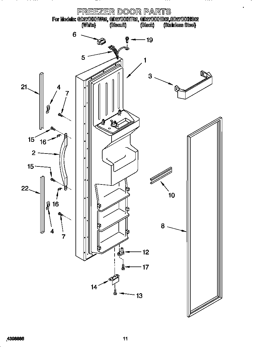 Whirlpool GD27DIXHS02 freezer door diagram