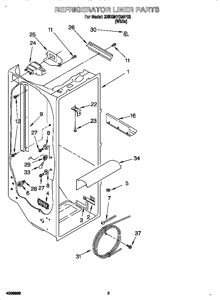 Bauknecht 3XKGN7050F03 refrigerator liner diagram