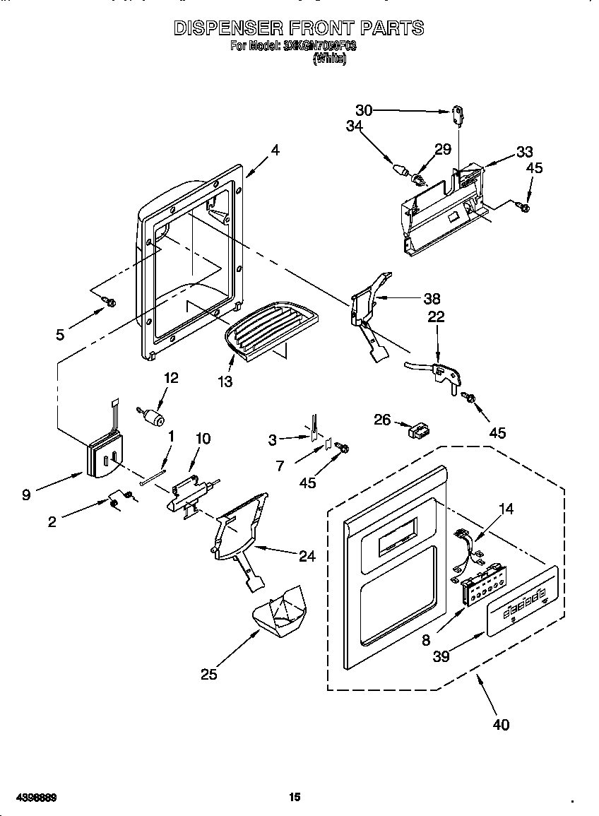 Bauknecht 3XKGN7050F03 dispenser front diagram